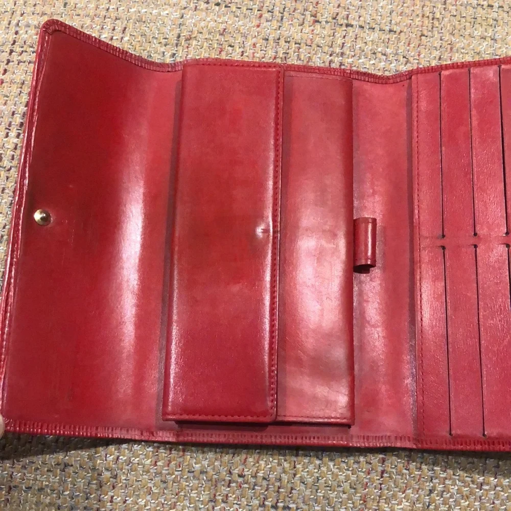 LOUIS VUITTON Sarah International Wallet RED EPI Leather Trifold Full Length